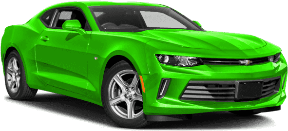Bright Green Chevrolet Camaro Side View PNG