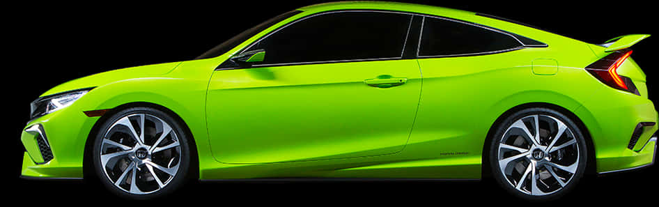 Bright Green Coupe Side View PNG