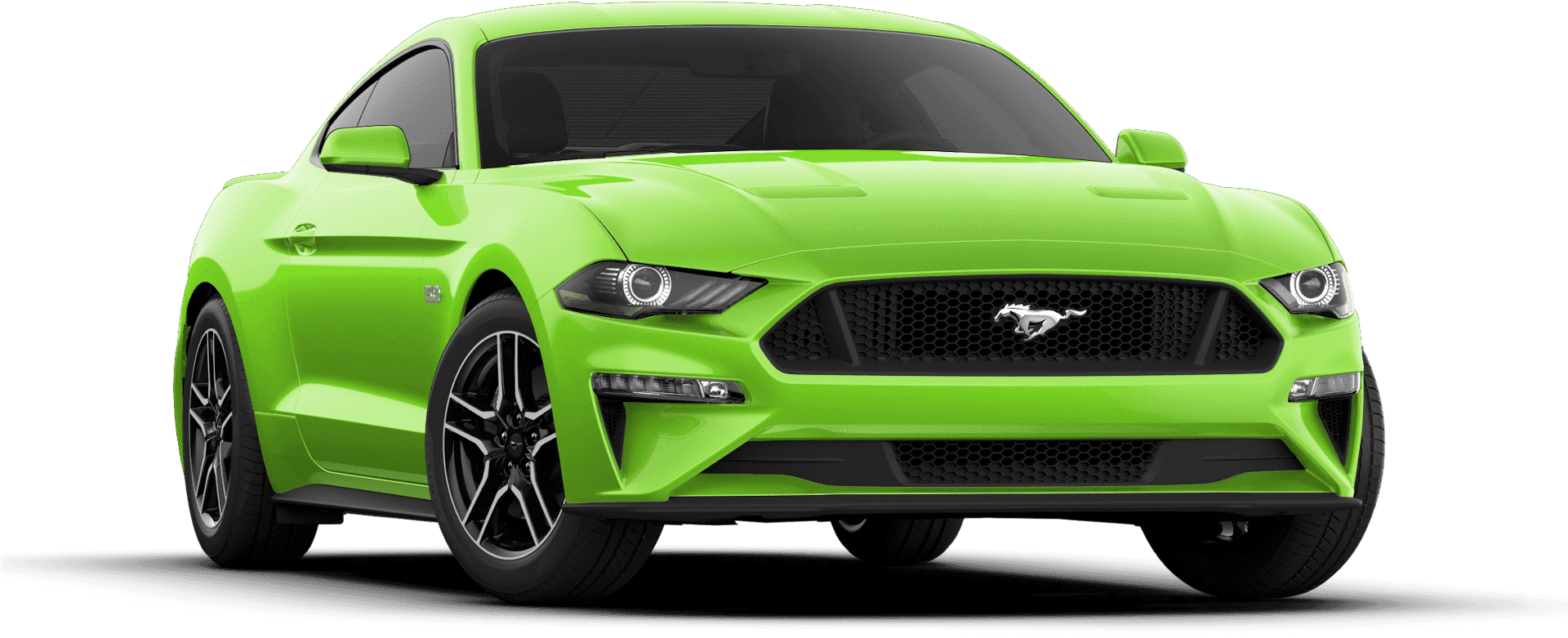 Bright Green Ford Mustang Profile View PNG