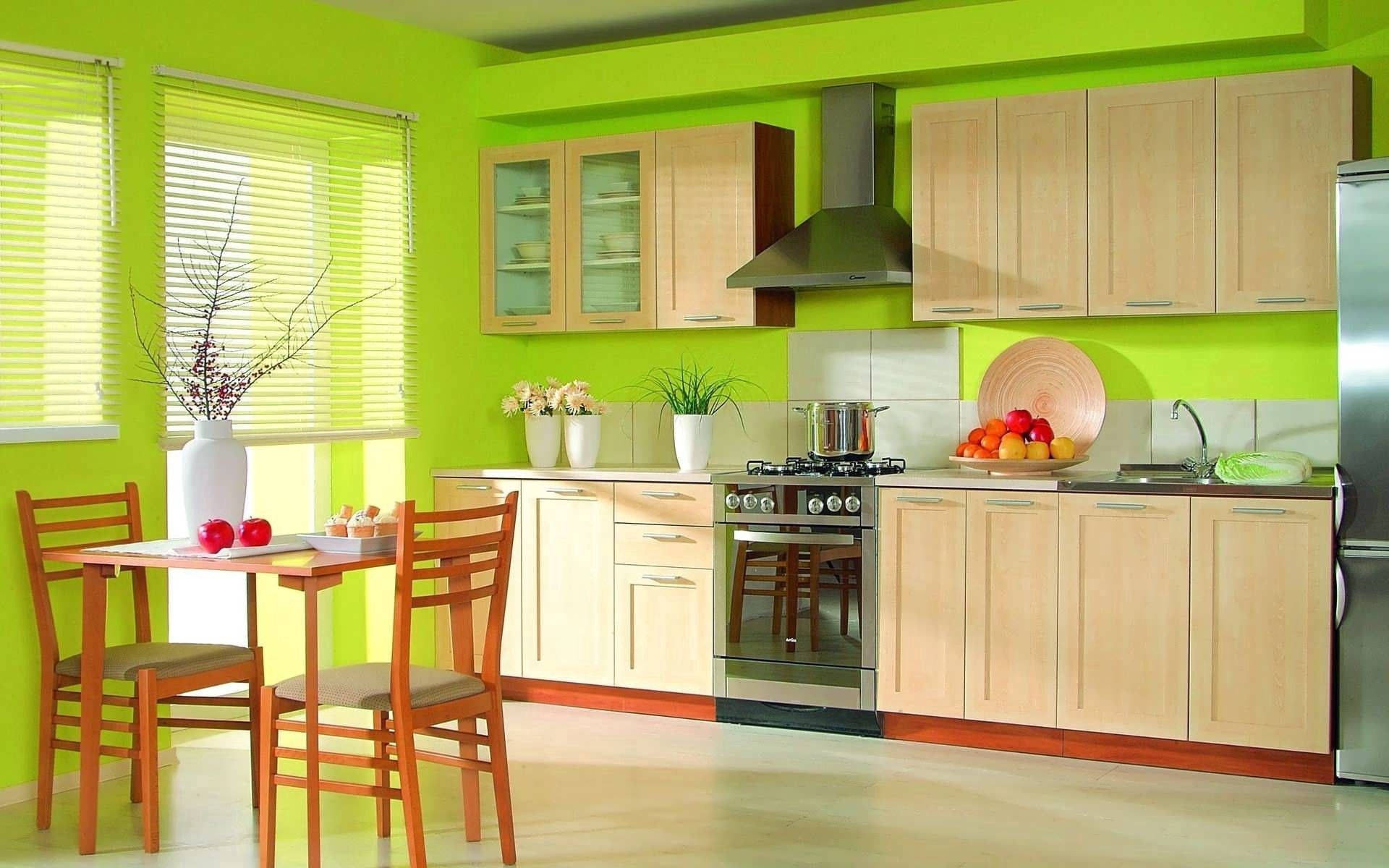 Bright Green Kitchen Background Wallpaper