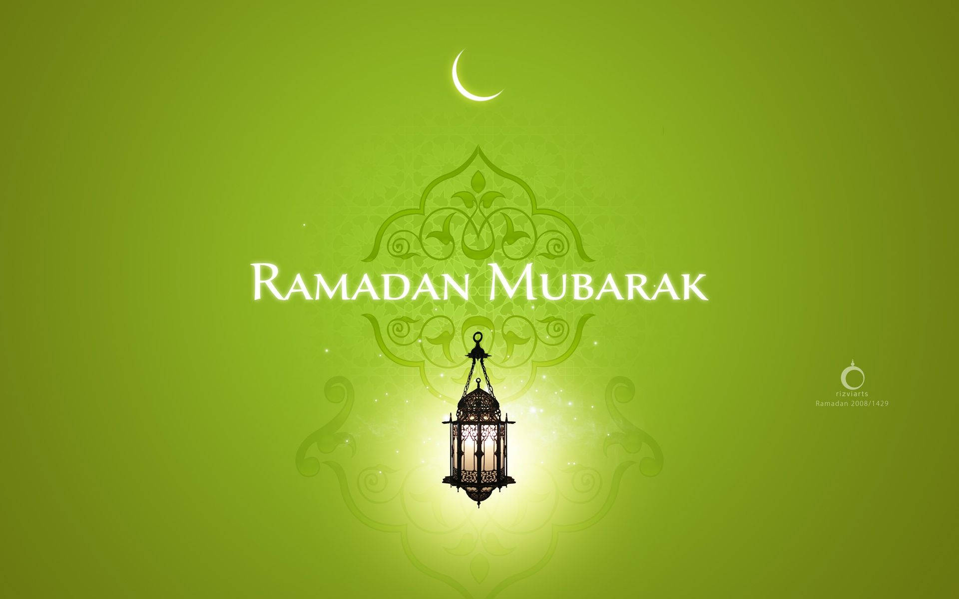 Saludosde Ramadan Mubarak En Verde Brillante. Fondo de pantalla
