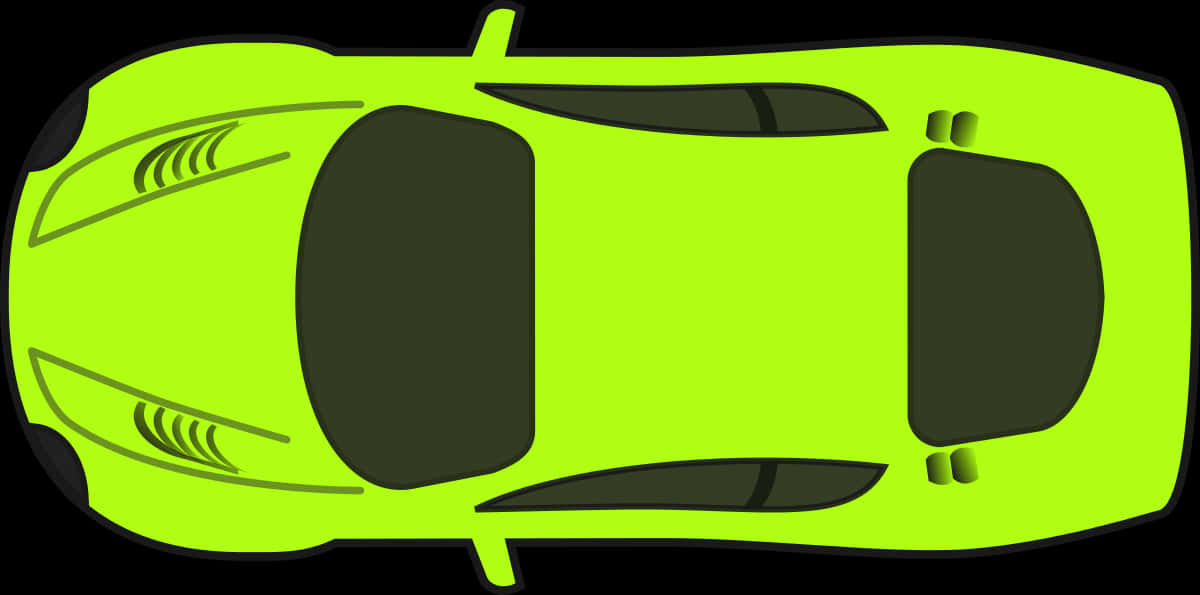 Bright Green Sports Car Top View PNG