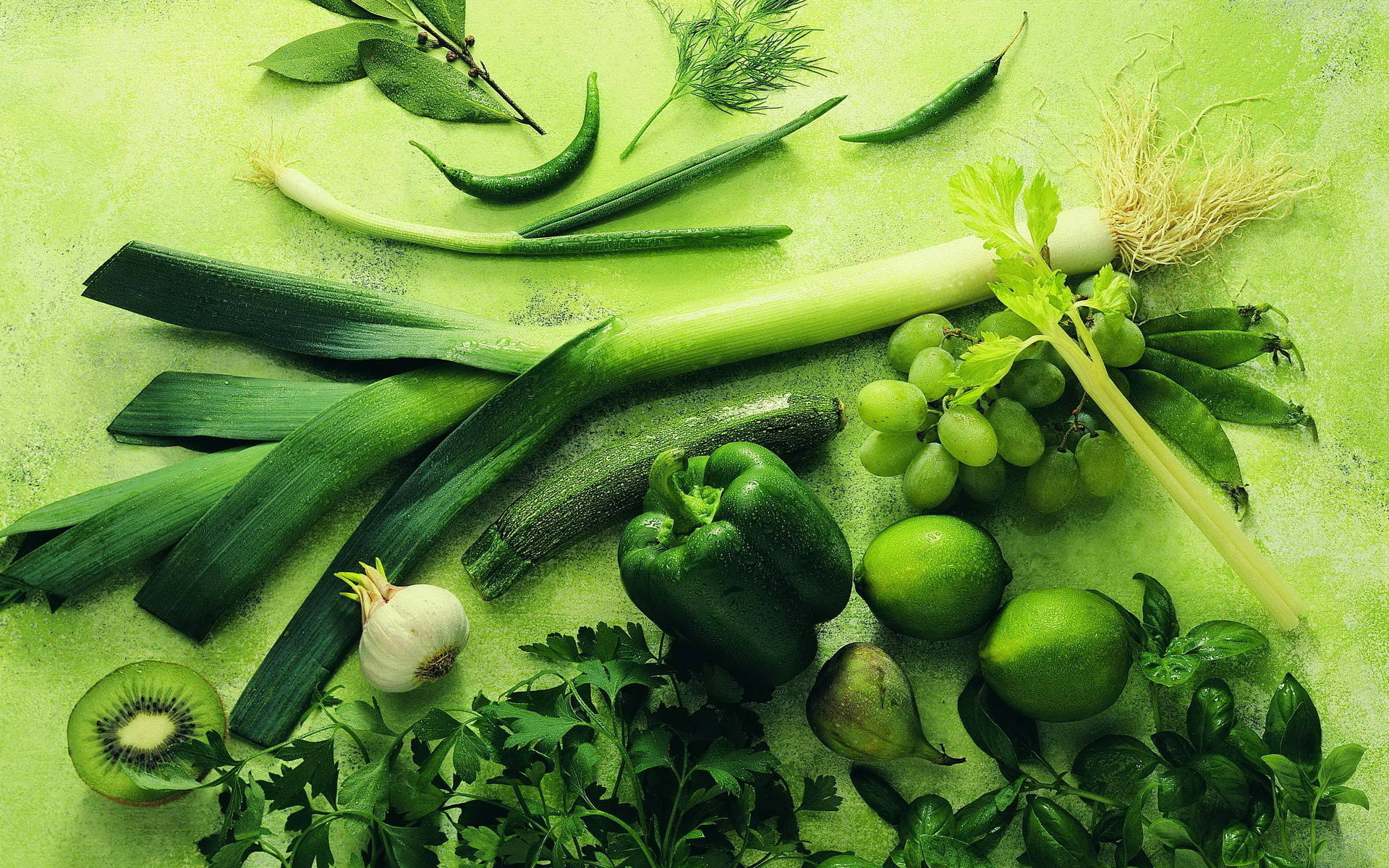 Bright Green Vegetables Wallpaper