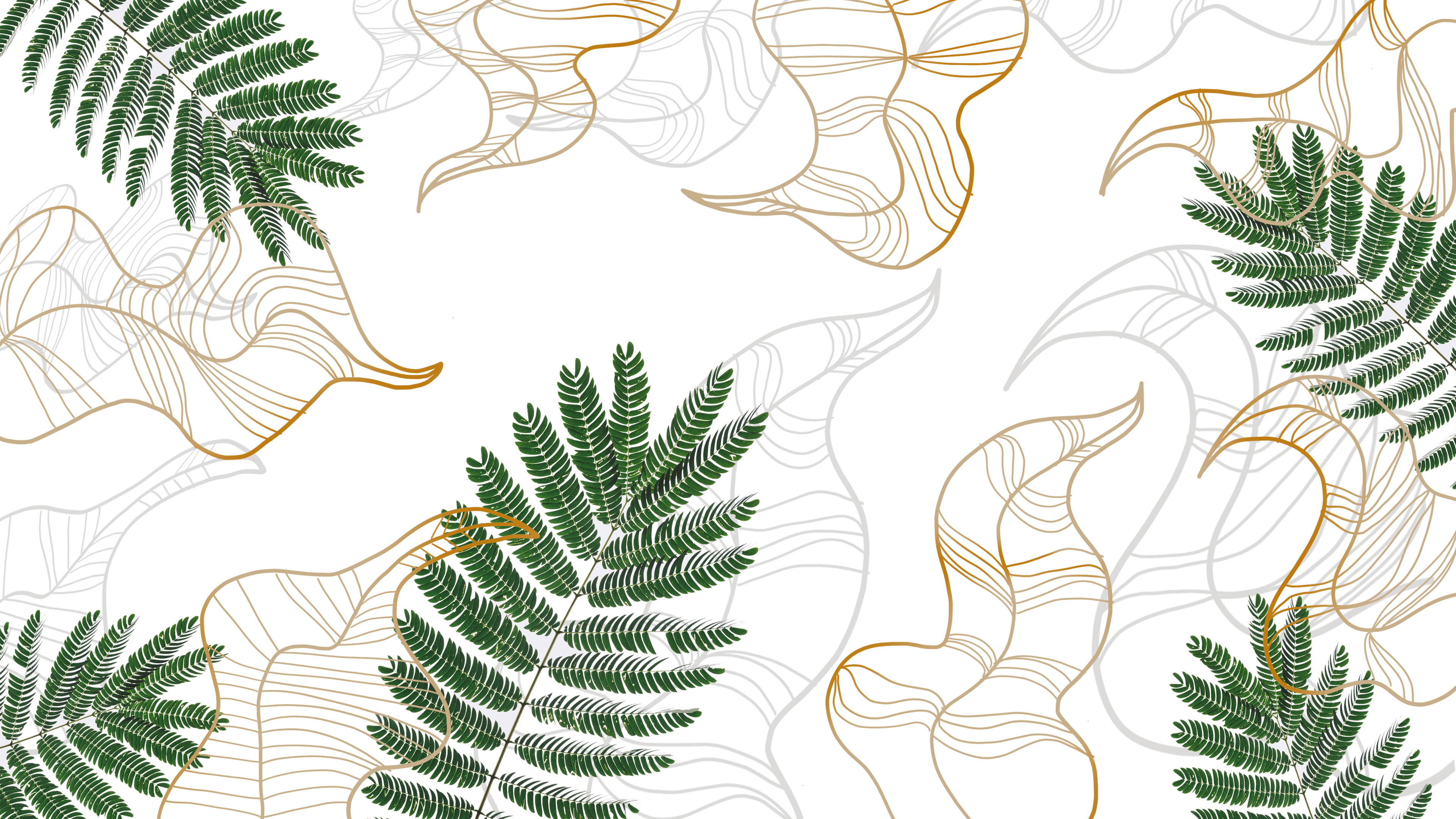 Bright Minimalist Plant Pattern Wallpaper