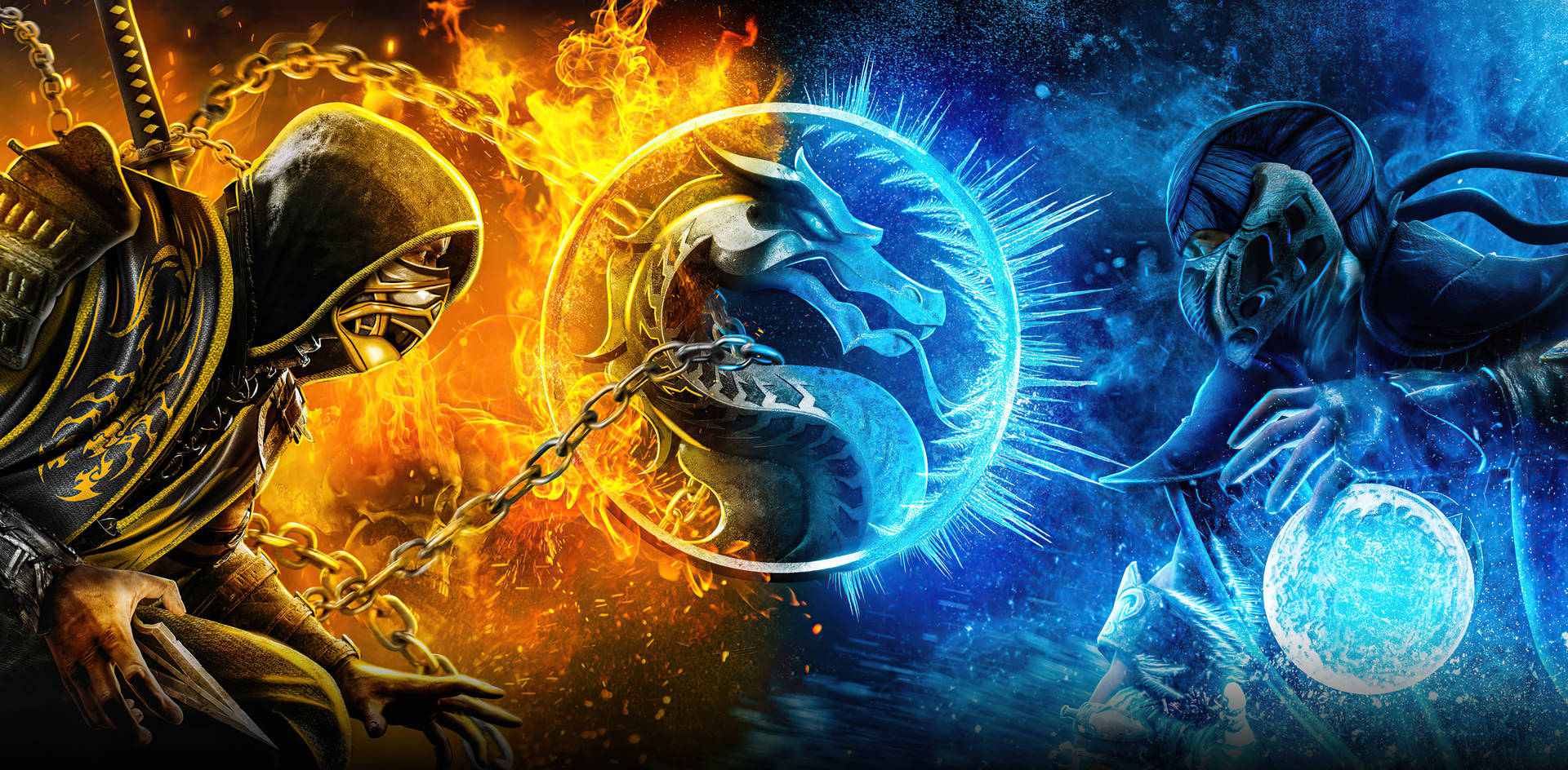 Bright Mortal Kombat Scorpion Vs Sub Zero Wallpaper