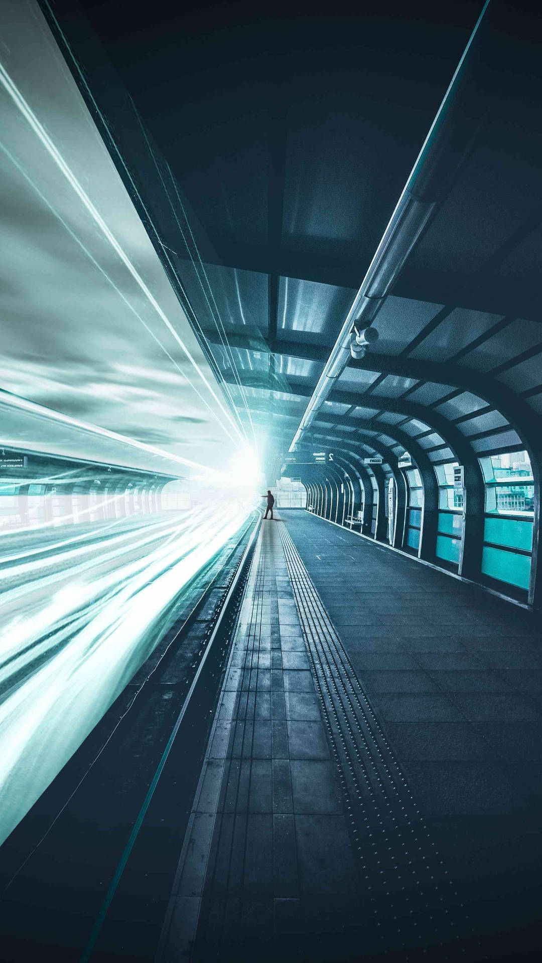 Bright Motion Light Subway Platform Wallpaper