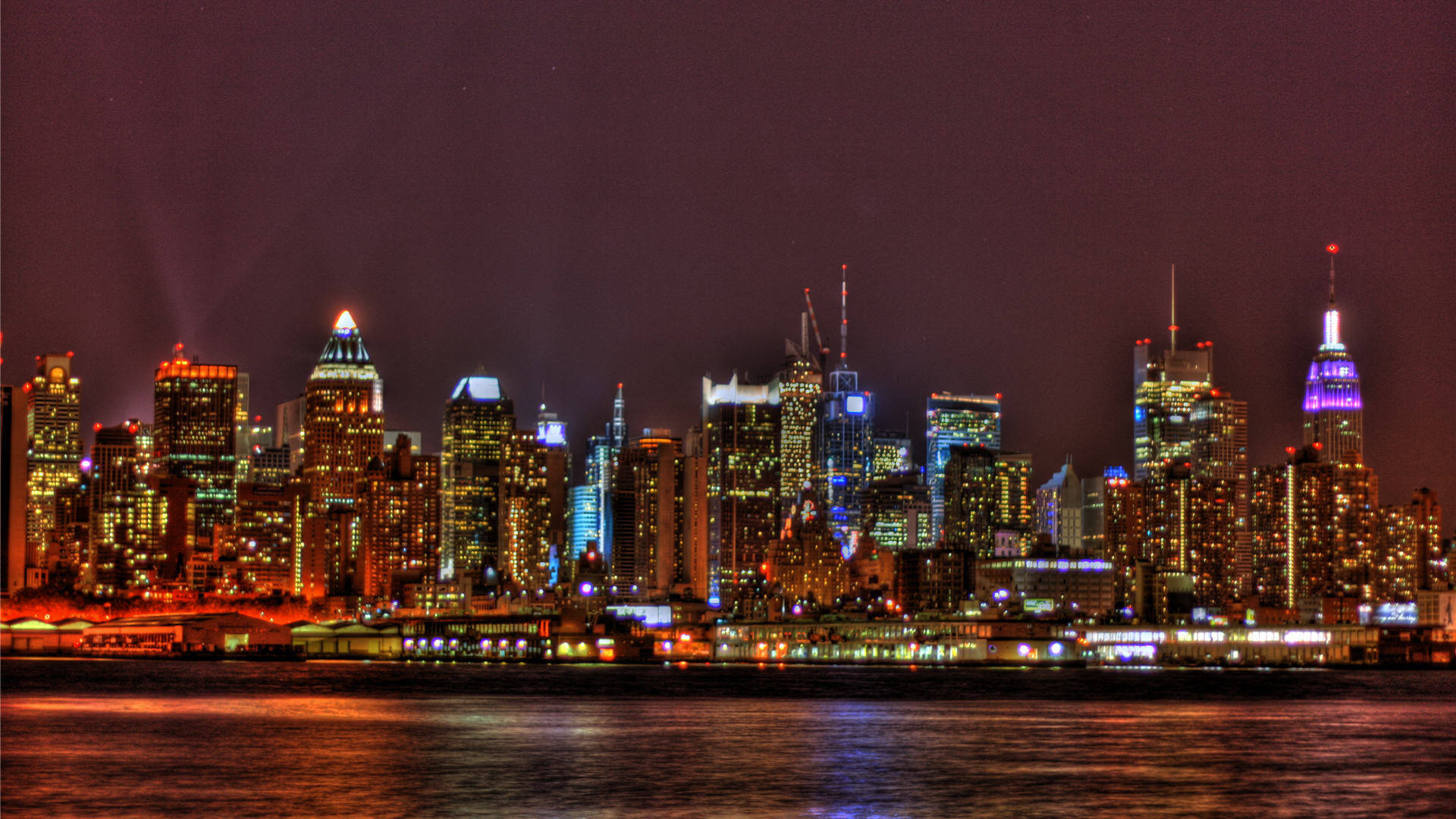 Vistanocturna Brillante De La Ciudad De Nueva York Fondo de pantalla