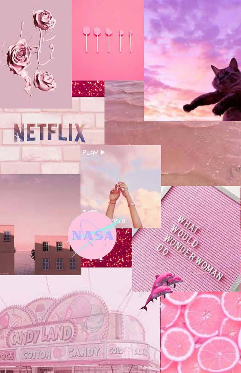 Bright Pink Aesthetic Collage Wallpaper