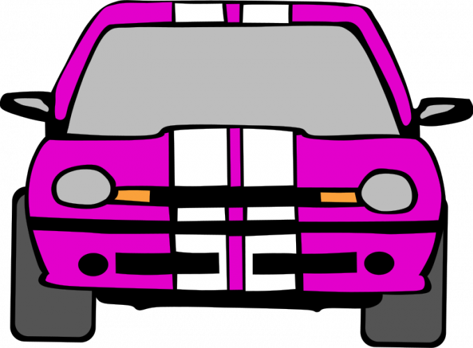 Bright Pink Car Front Illustration PNG