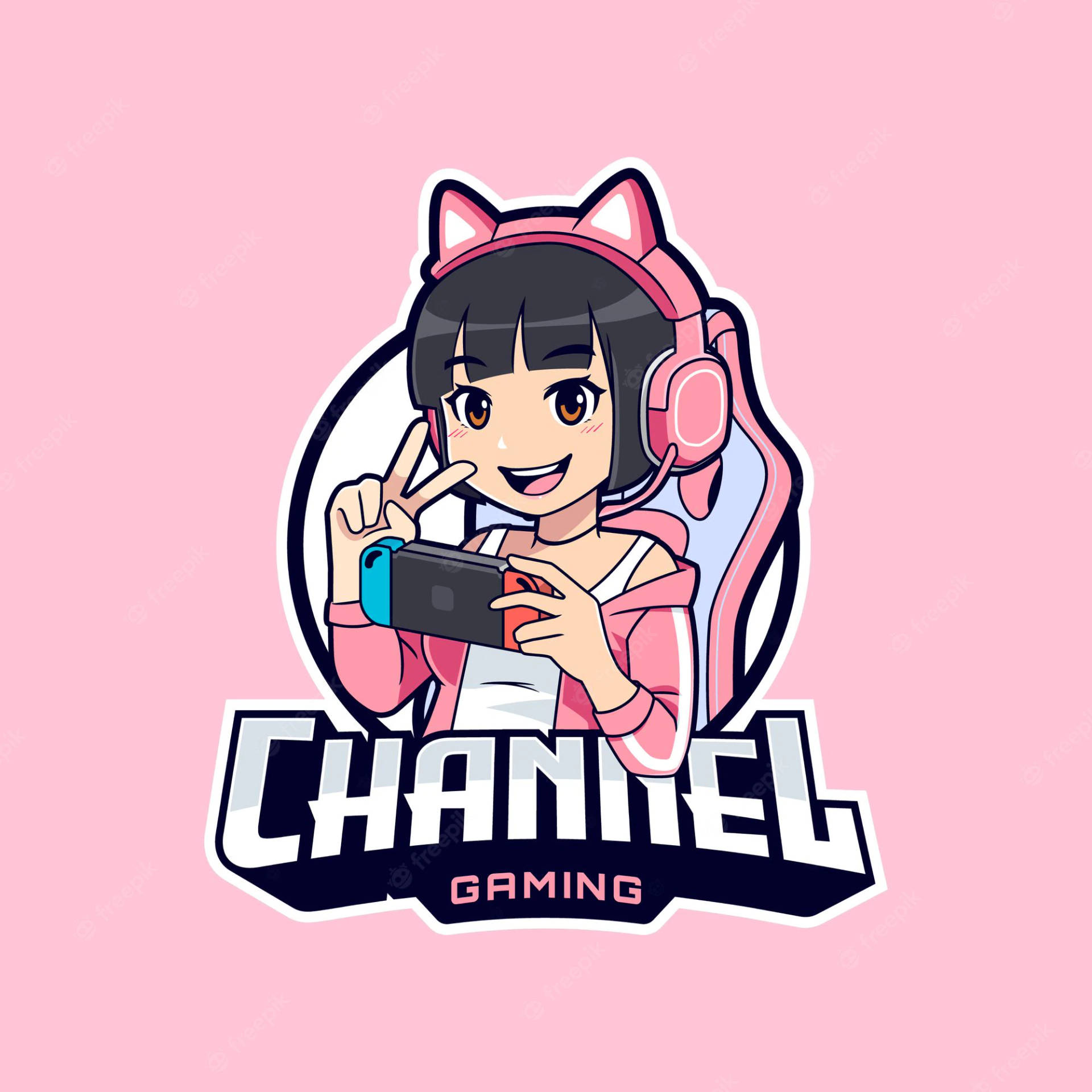 Bright Pink Girl Gamer Logo Picture