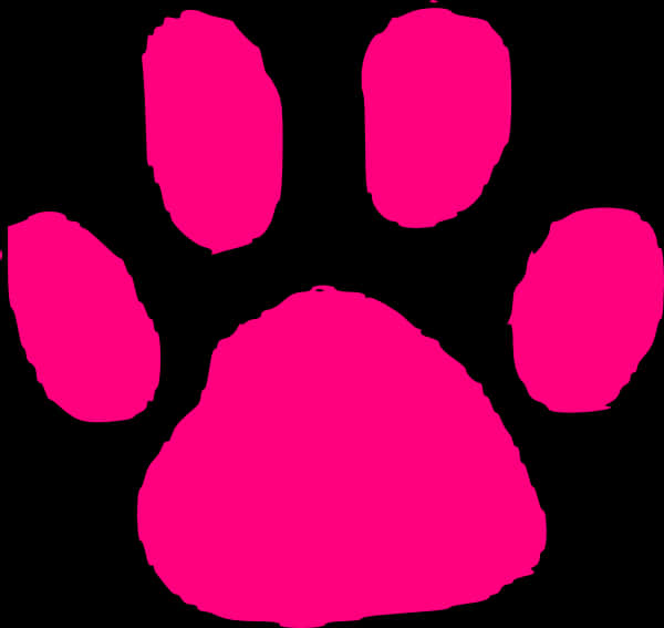 Bright Pink Paw Printon Black Background PNG