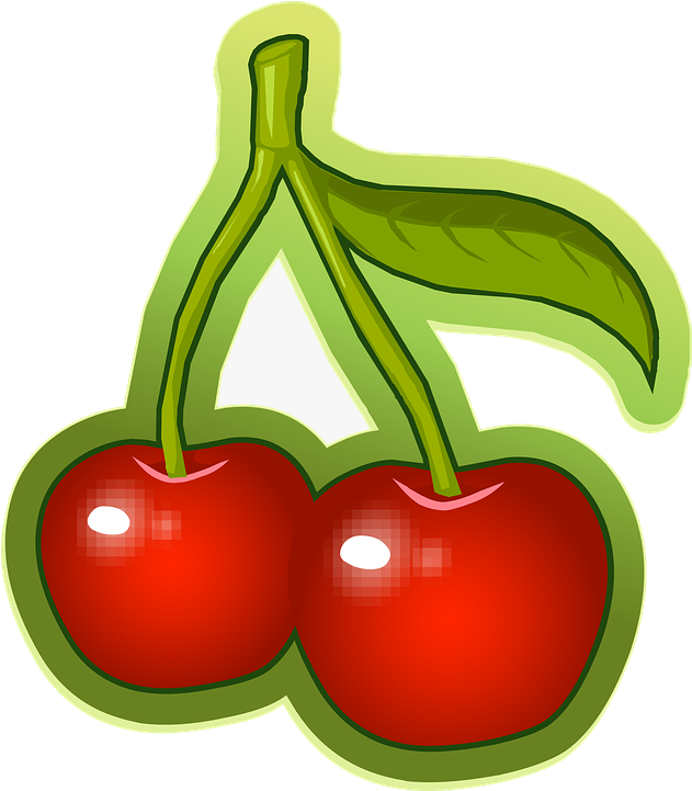 Bright Red Cherries Clipart PNG