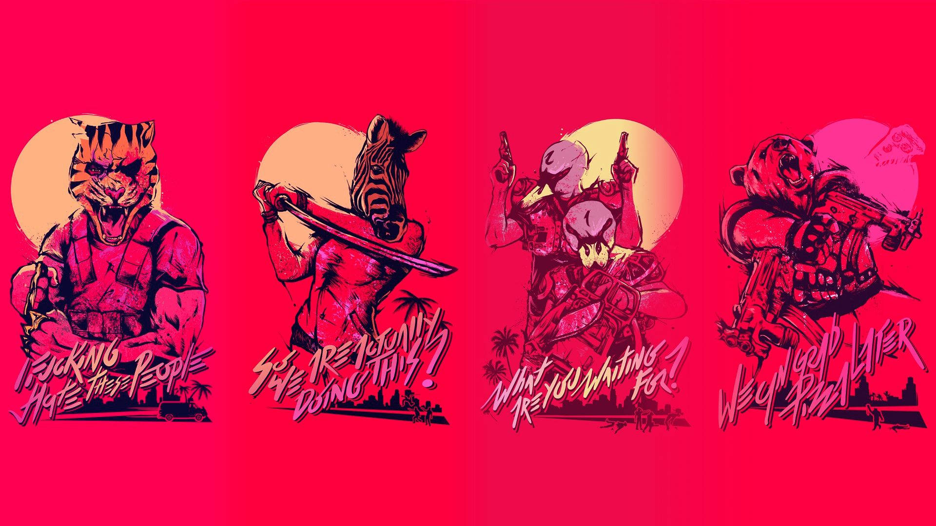 Combat and chaos in Hotline Miami 2: Wrong Number. Wallpaper