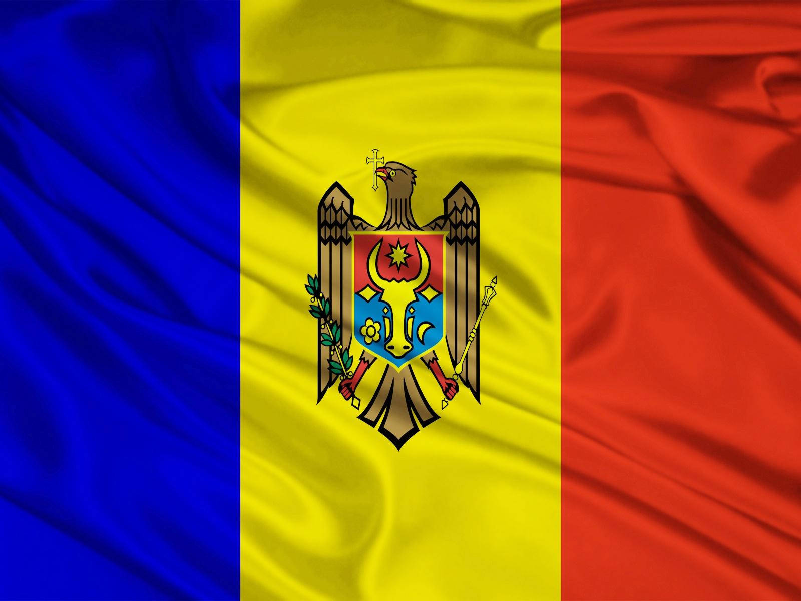 Bright Silk Moldovas Flag Background