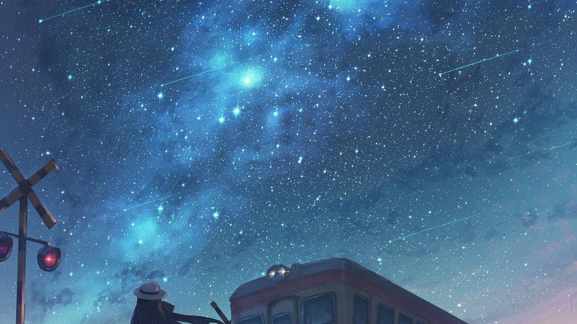 Bright Stars Anime Night Sky Wallpaper