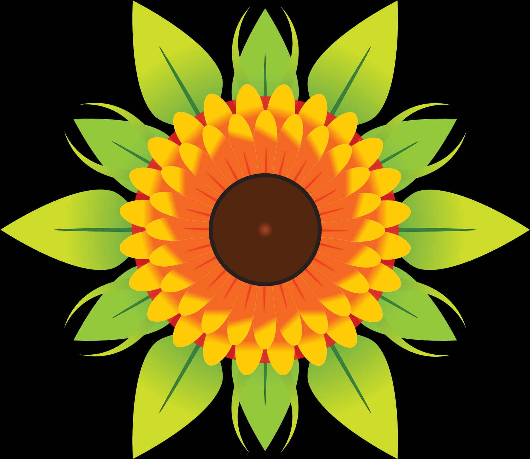 Bright Sunflower Vector Illustration PNG