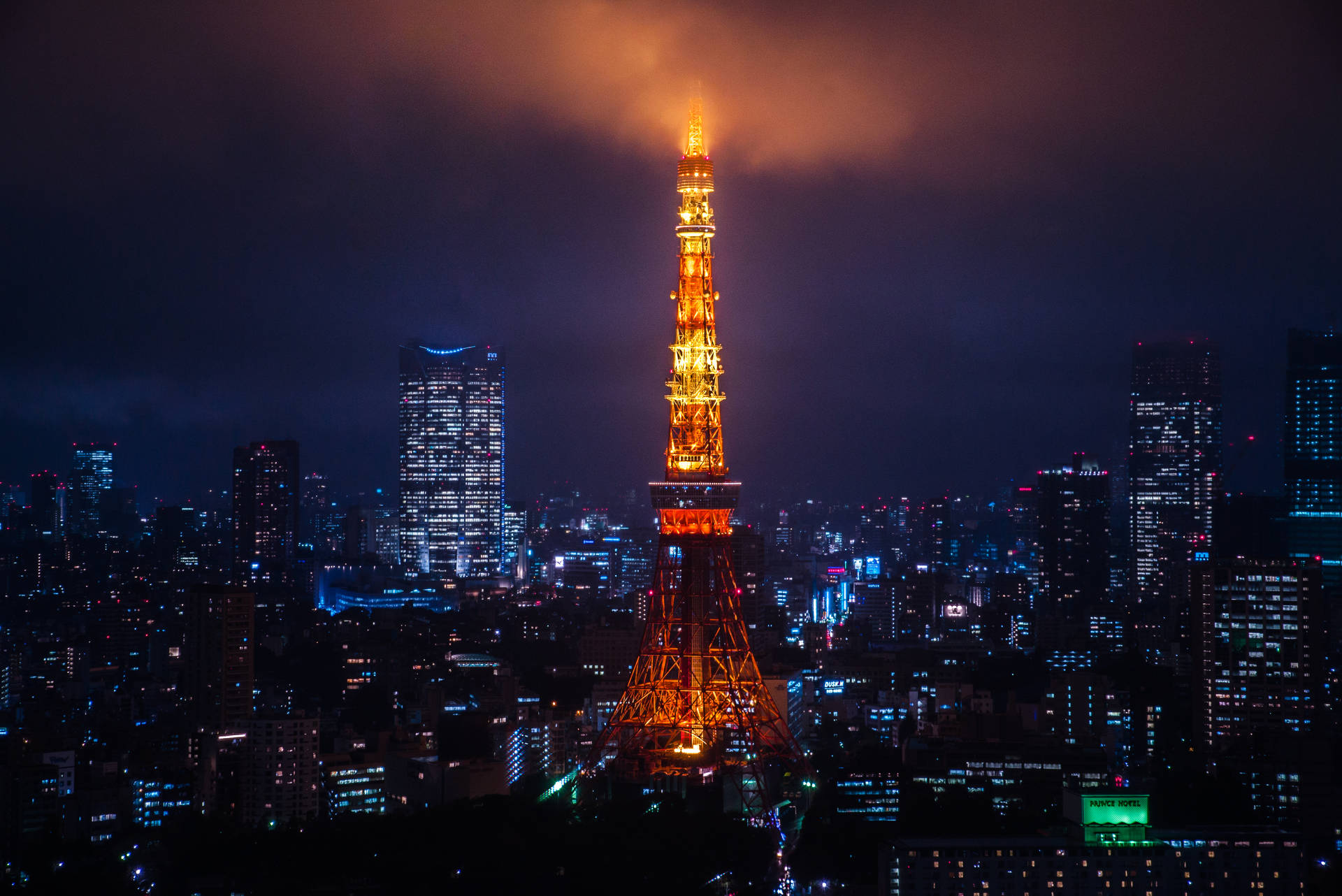 Bright Tokyo Tower At Night