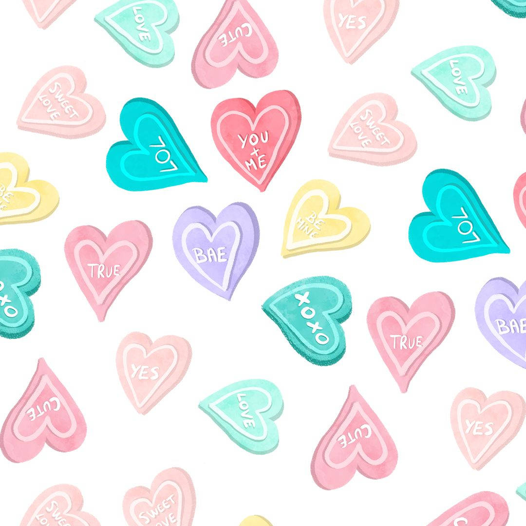 Lys Valentine's Hearts mønstret tapet Wallpaper