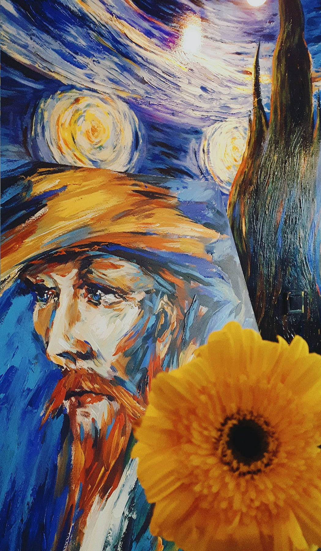 Bright Van Gogh Starry Night Painting Wallpaper