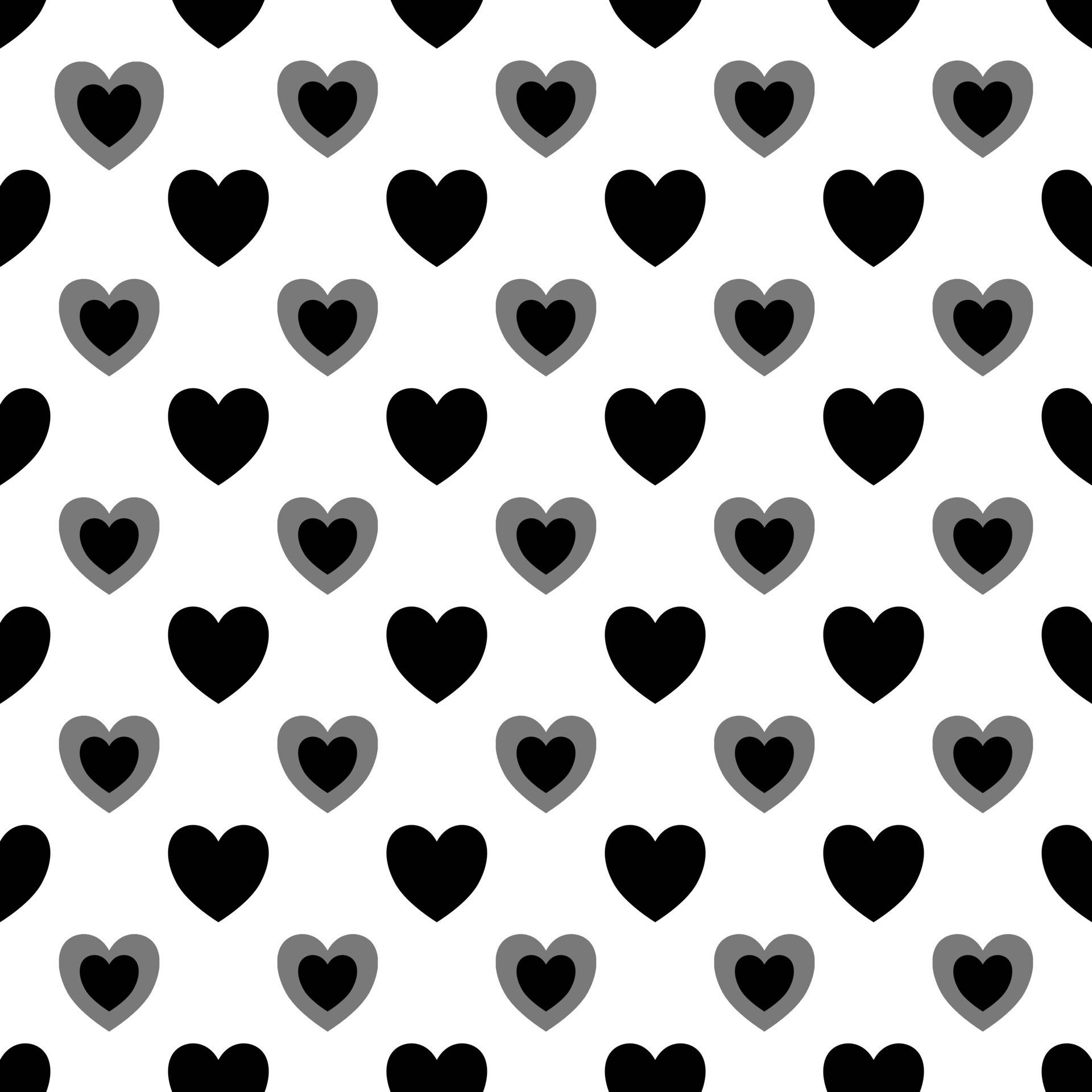Black And White Hearts On A White Background Wallpaper