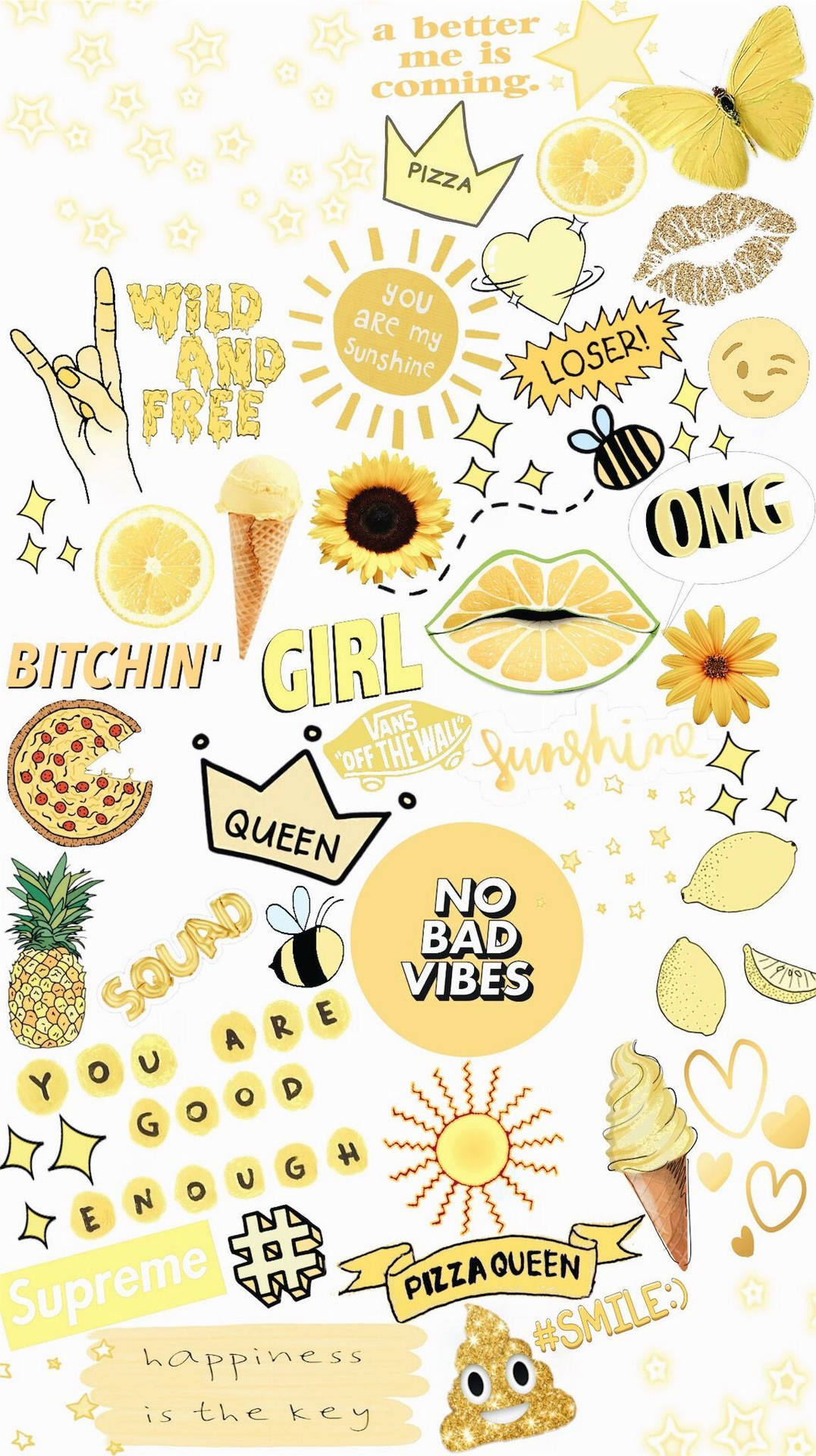 Bright Sunshine Aesthetic Stickers Collection Wallpaper