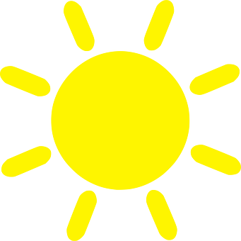 Bright Yellow Cartoon Sun PNG