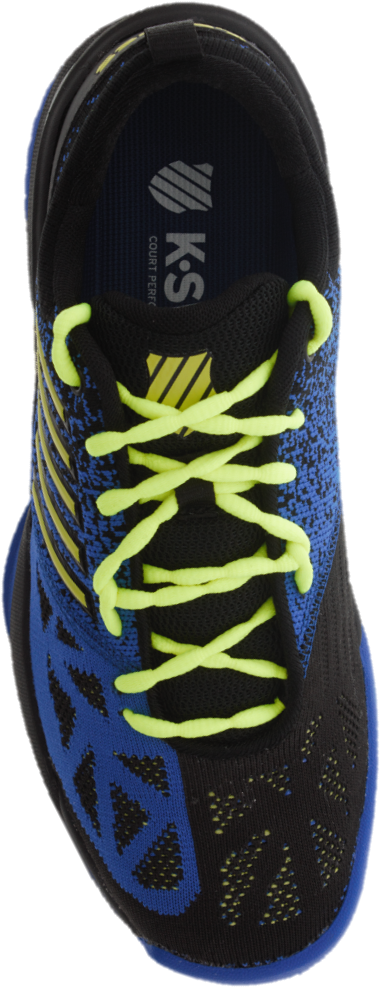 Bright Yellow Laceson Blue Sneaker PNG