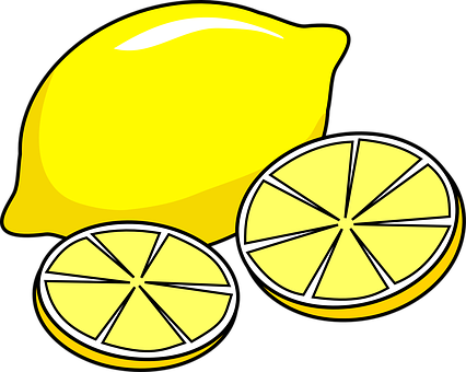 Bright Yellow Lemonand Slices Vector PNG