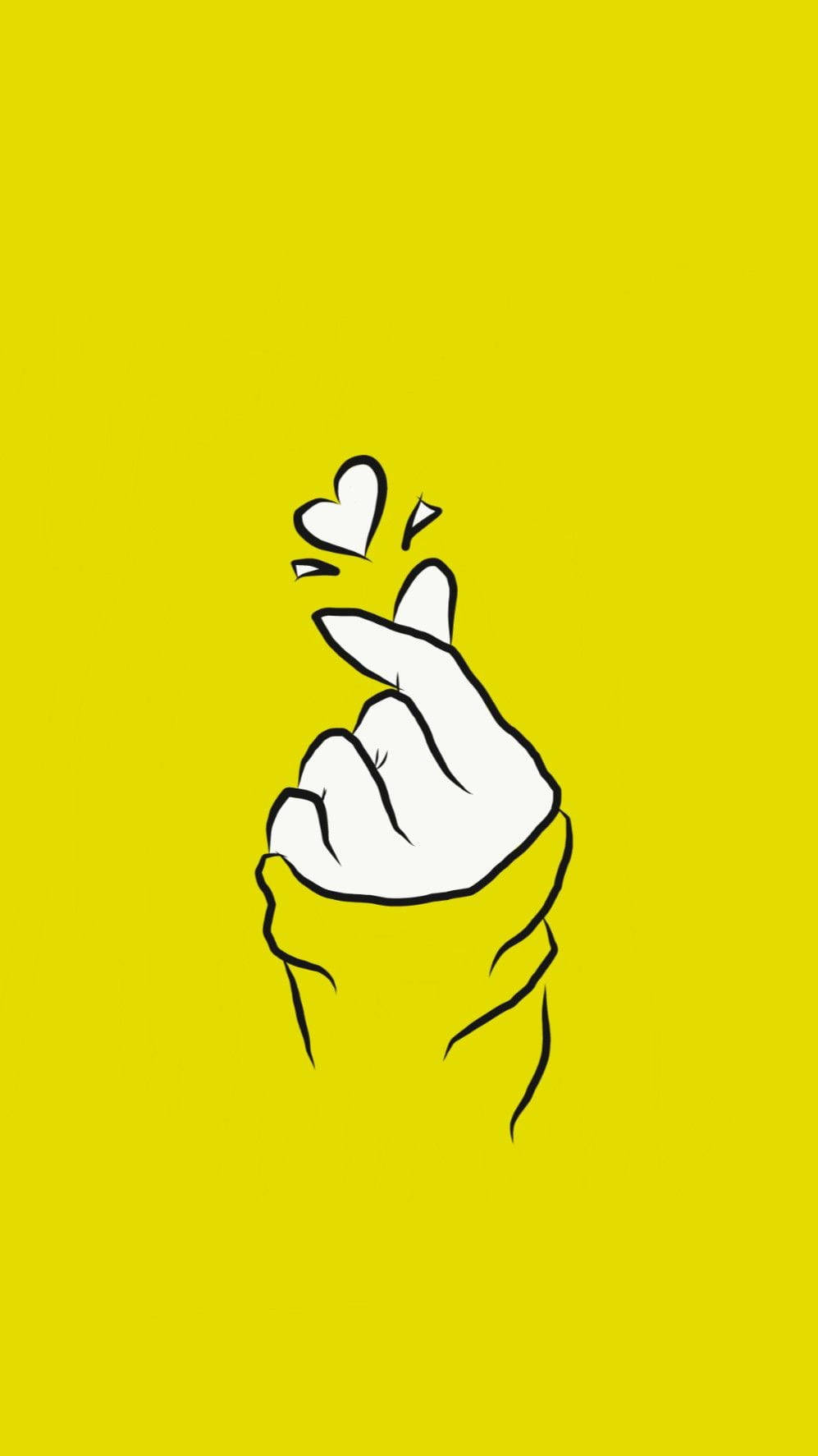 Bright Yellow Saranghae Finger Heart Wallpaper