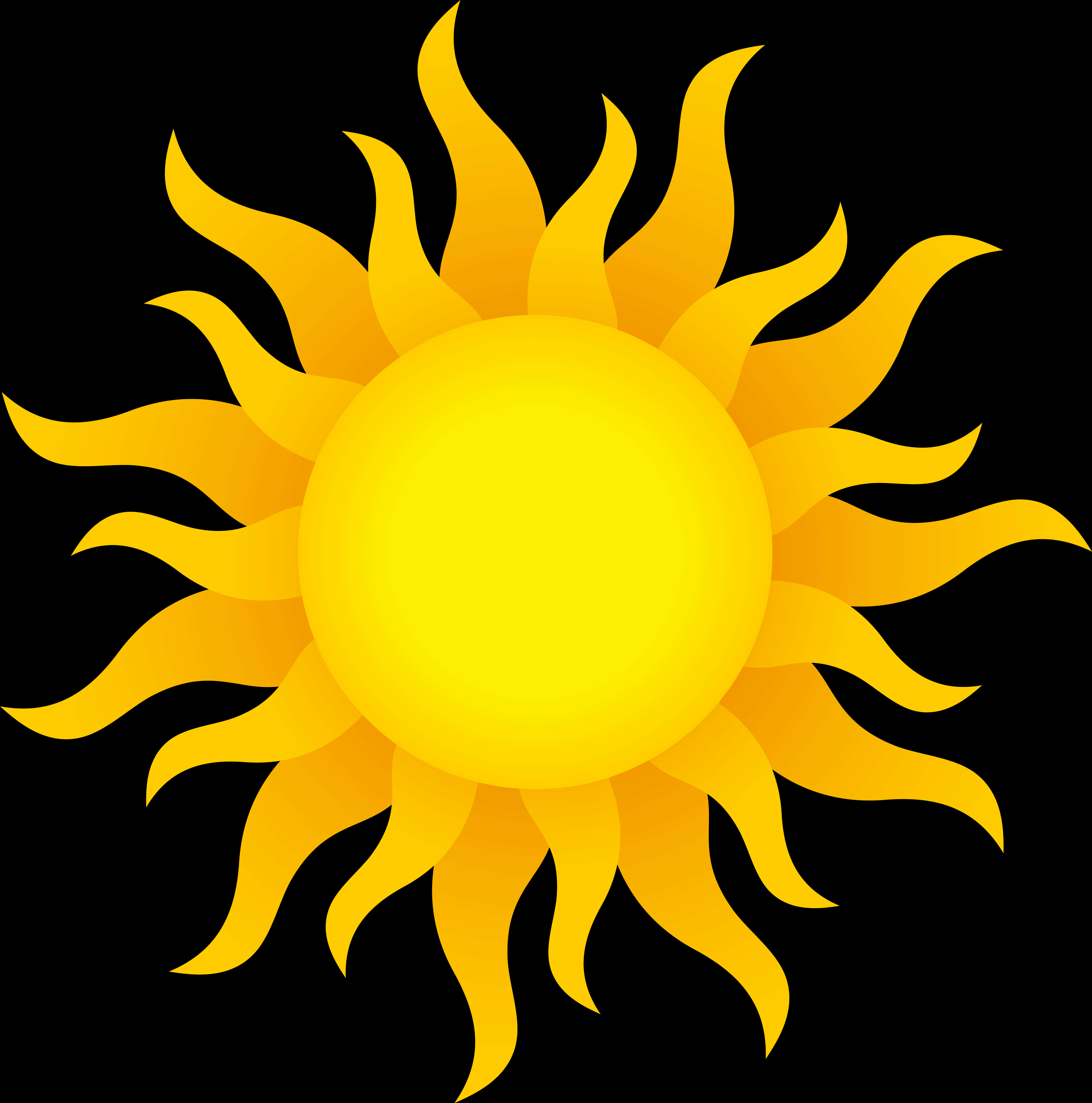 Bright Yellow Sun Graphic Transparent Background PNG