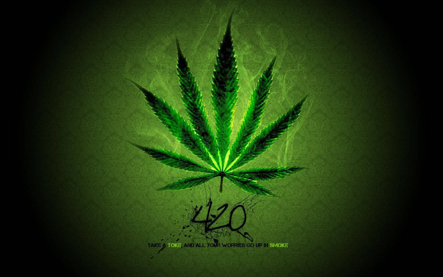 Brilliant Green Cannabis Leaf Up Close Wallpaper