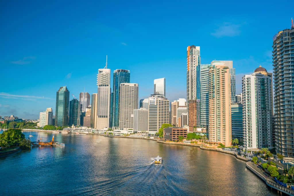 Brisbane City Skyline At Dusk Wallpaper