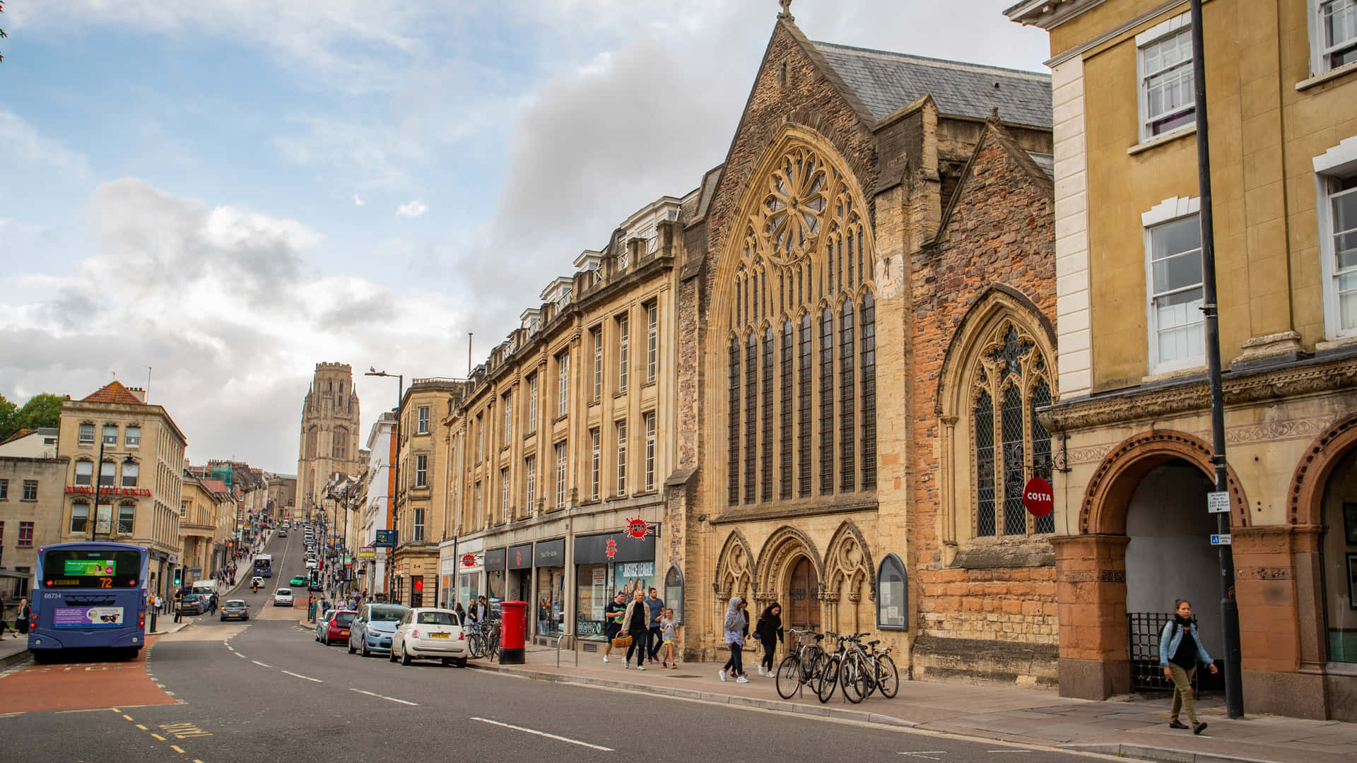 Bristol City Street Viewwith Historic Architecture Wallpaper