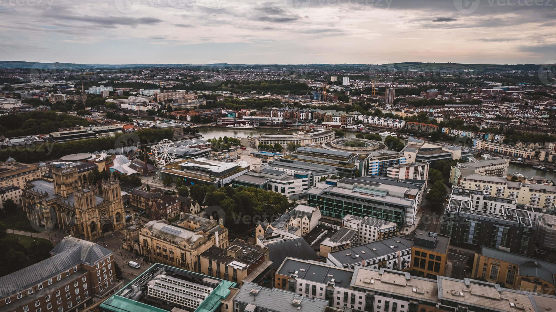 Bristol Cityscape Aerial View Wallpaper