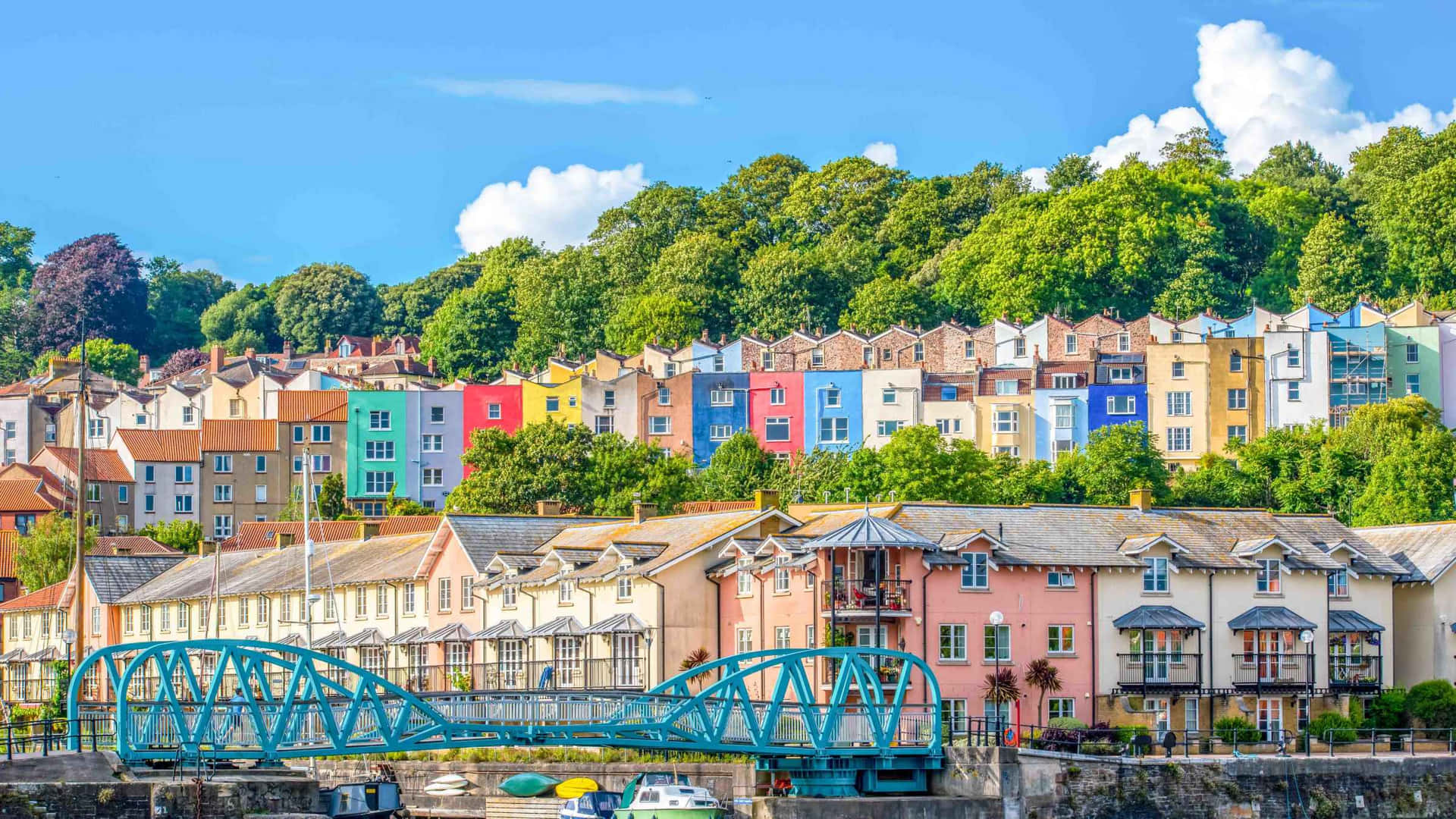 Bristol Harbour Coloured Houses Wallpaper