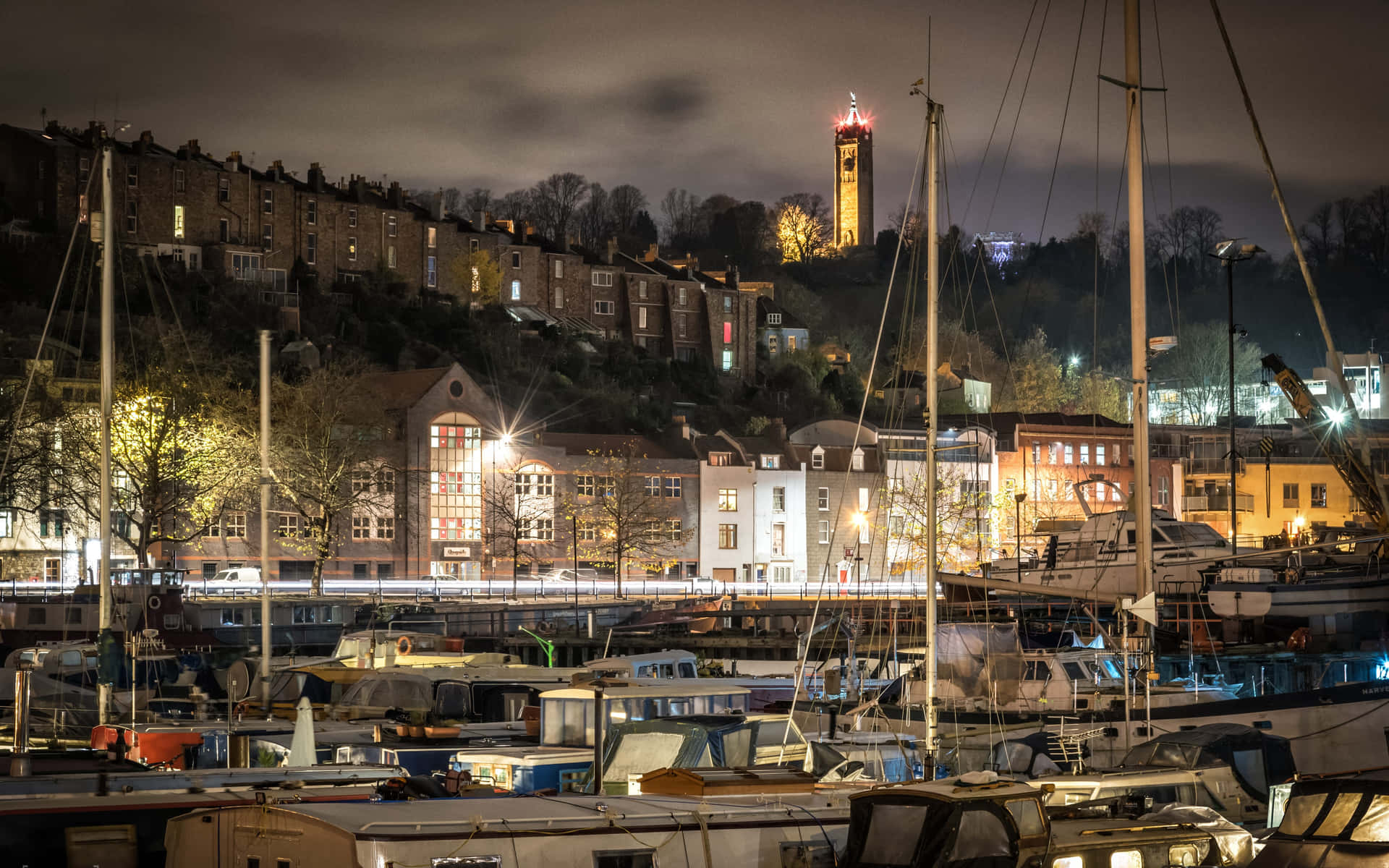 Bristol Harbour Night View Wallpaper