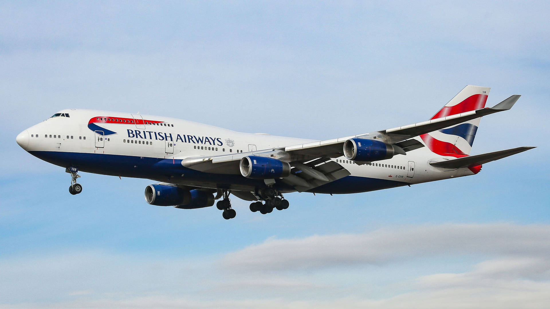 Vuelosubsónico Del Boeing 747 De British Airways Fondo de pantalla