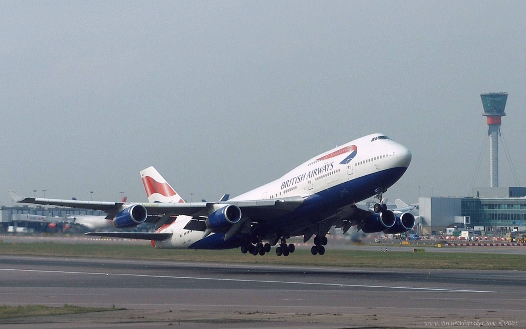 British Airways Boeing B747-400 tager afsted Wallpaper