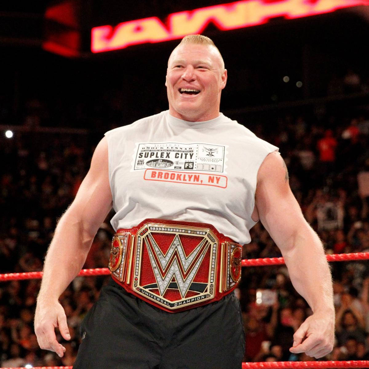 Brock Lesnar Smiling Wwe Champ Background