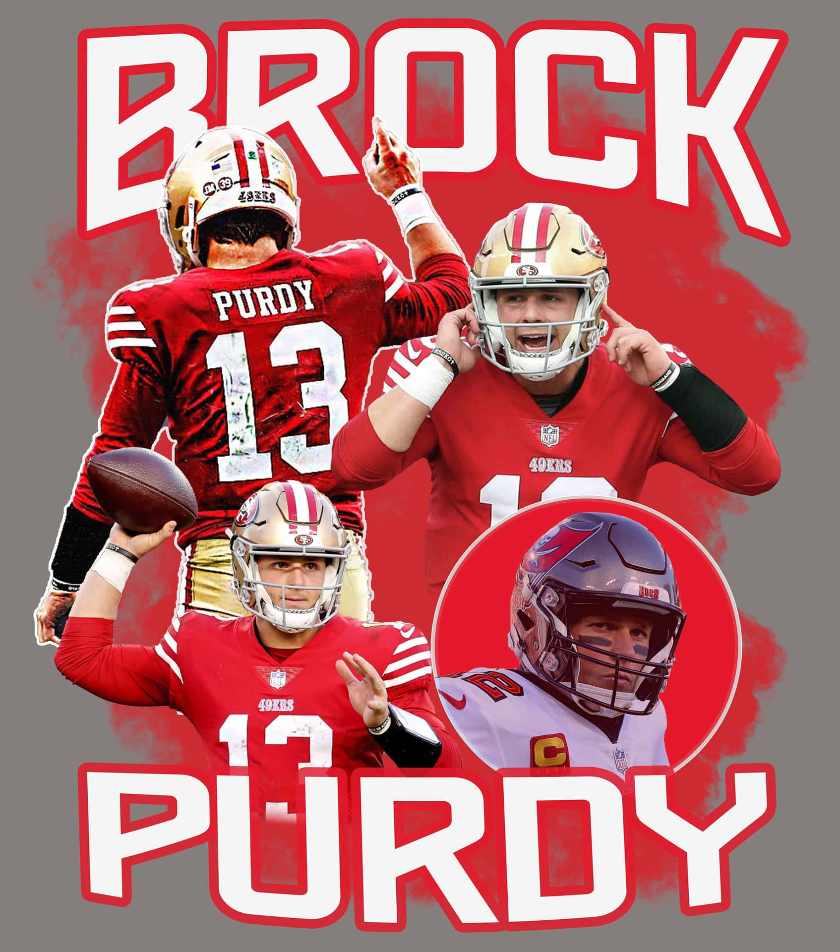 Brock Purdy49ers Quarterback Collage Wallpaper