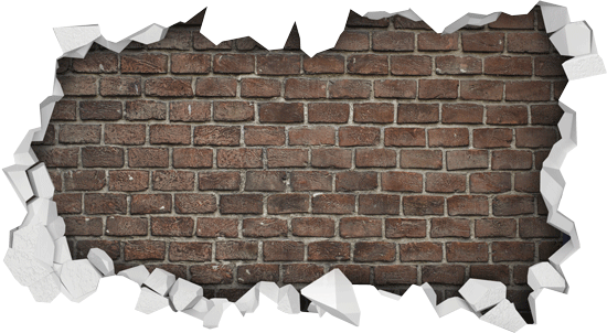 Broken Brick Wall Revealing Interior PNG