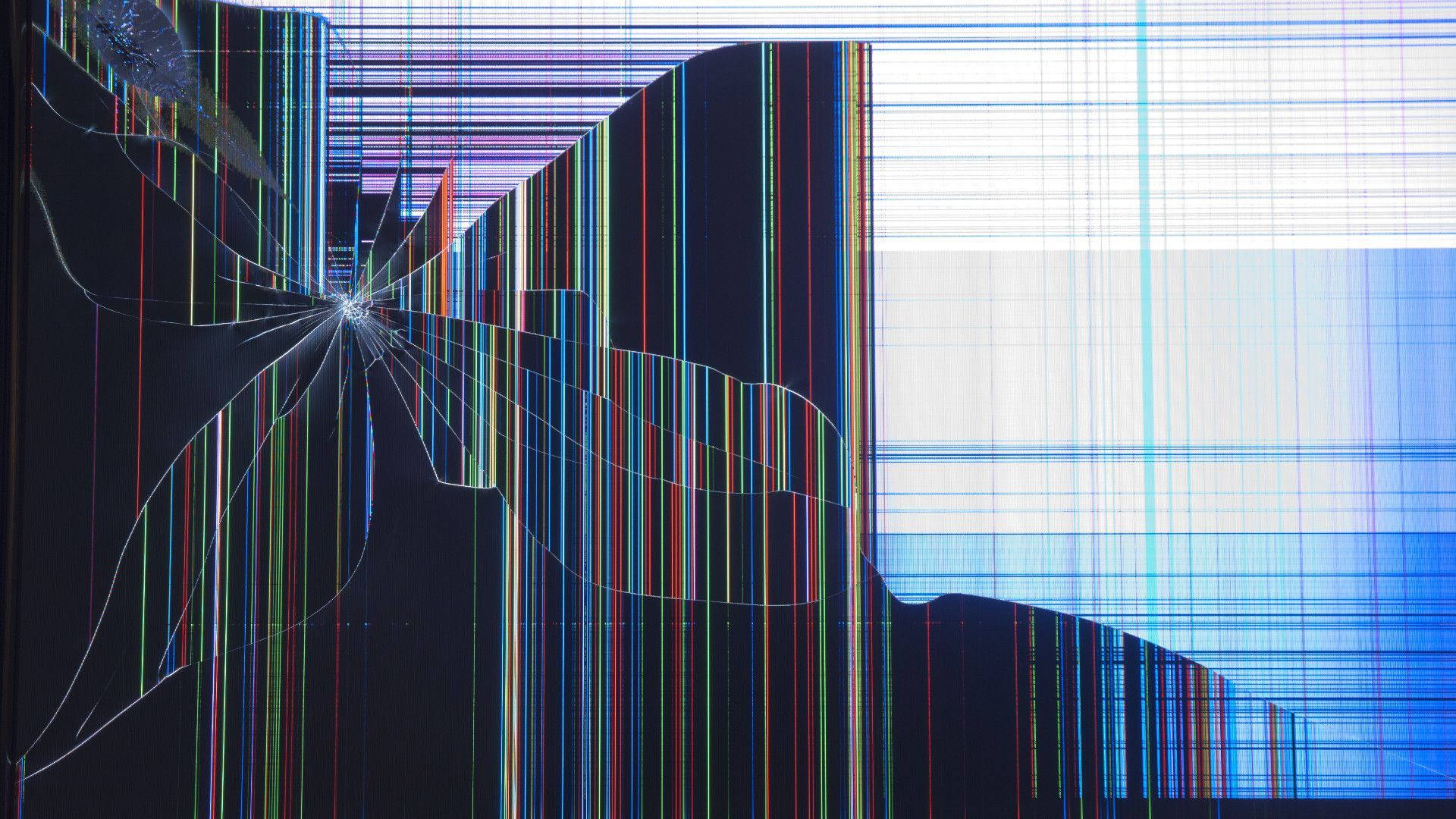 Broken Computer Screen Colorful Lines Wallpaper