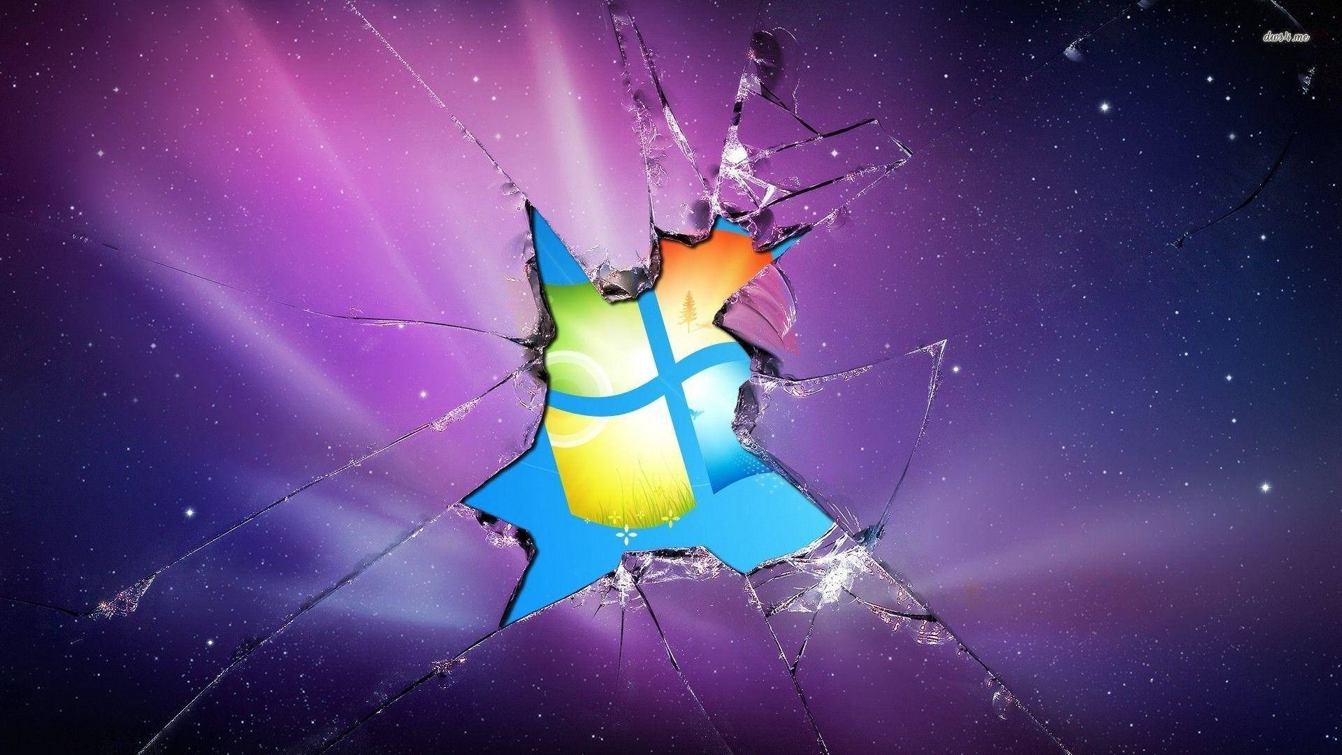 Ødelagt Galaks Skærm Microsoft Logo Wallpaper