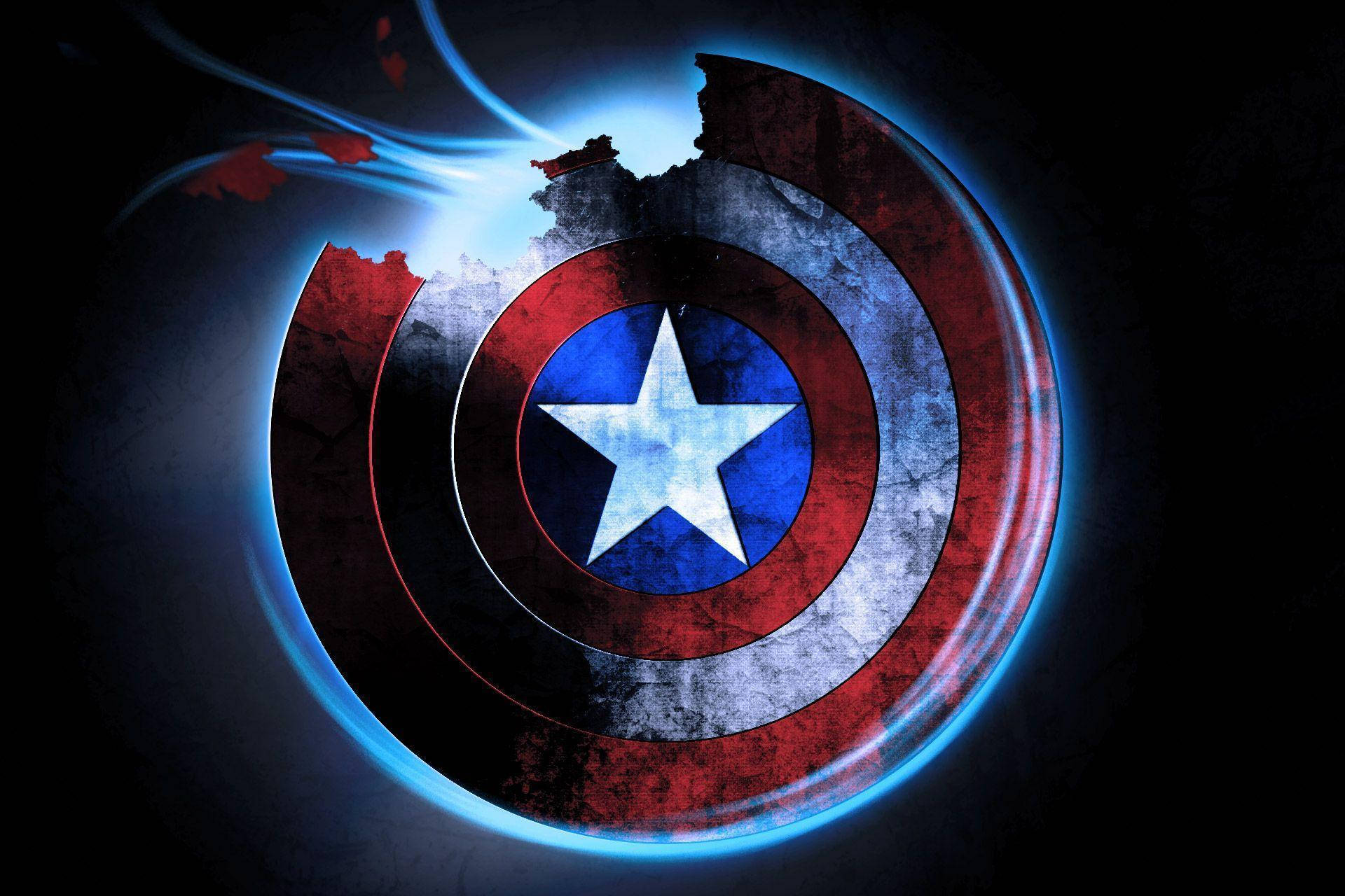 Escudode Capitán América Roto Y Brillante. Fondo de pantalla