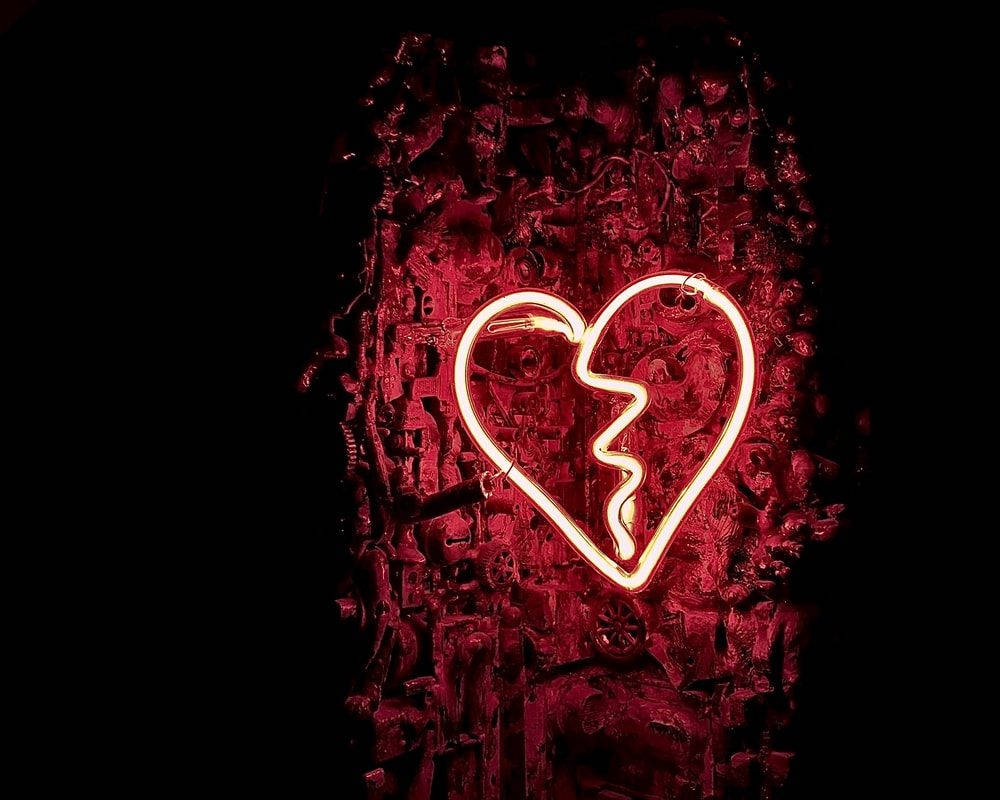 Broken Heart Aesthetic Neon Light Wallpaper