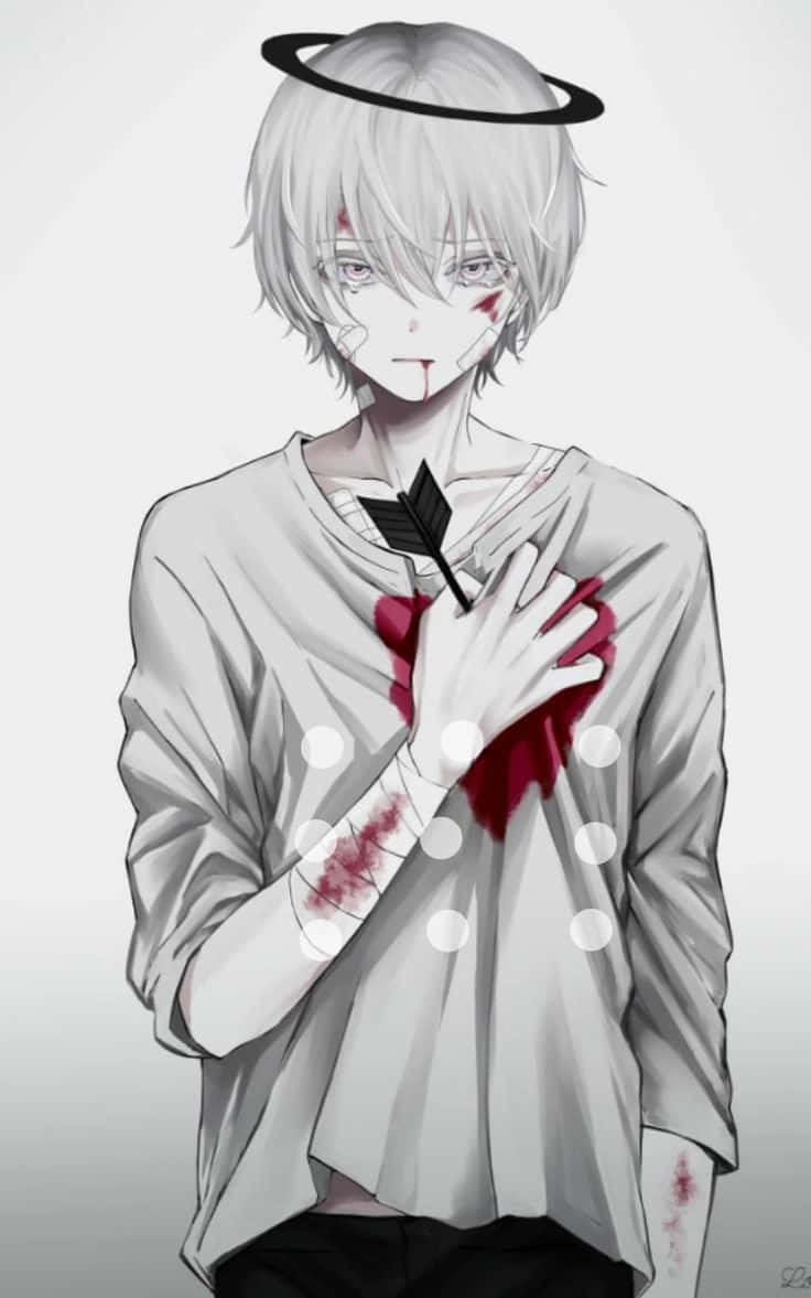 Download Broken Heart Anime Guy With Red Eyes Wallpaper | Wallpapers.com