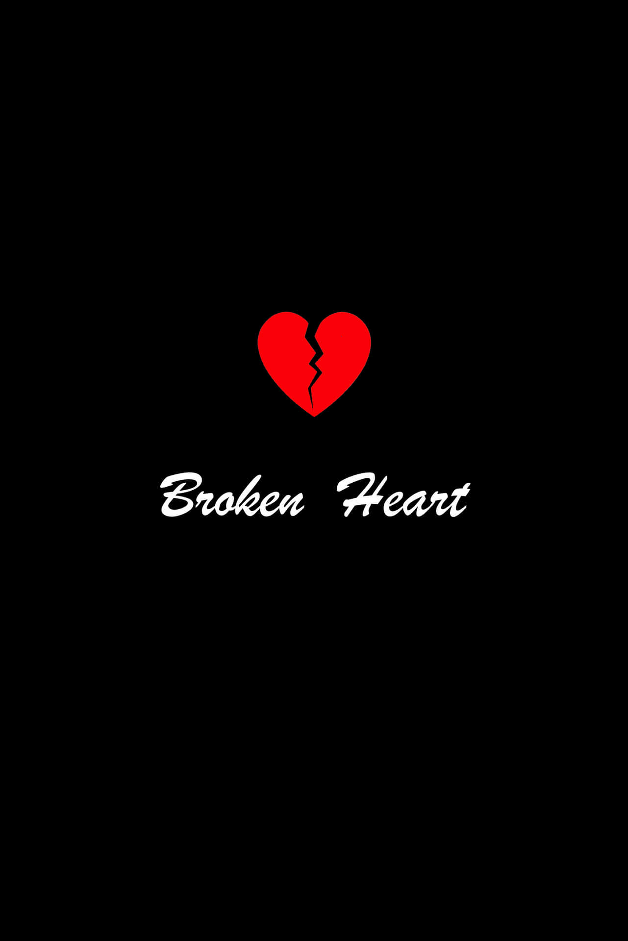 Broken Heart Emblemon Black Background Wallpaper