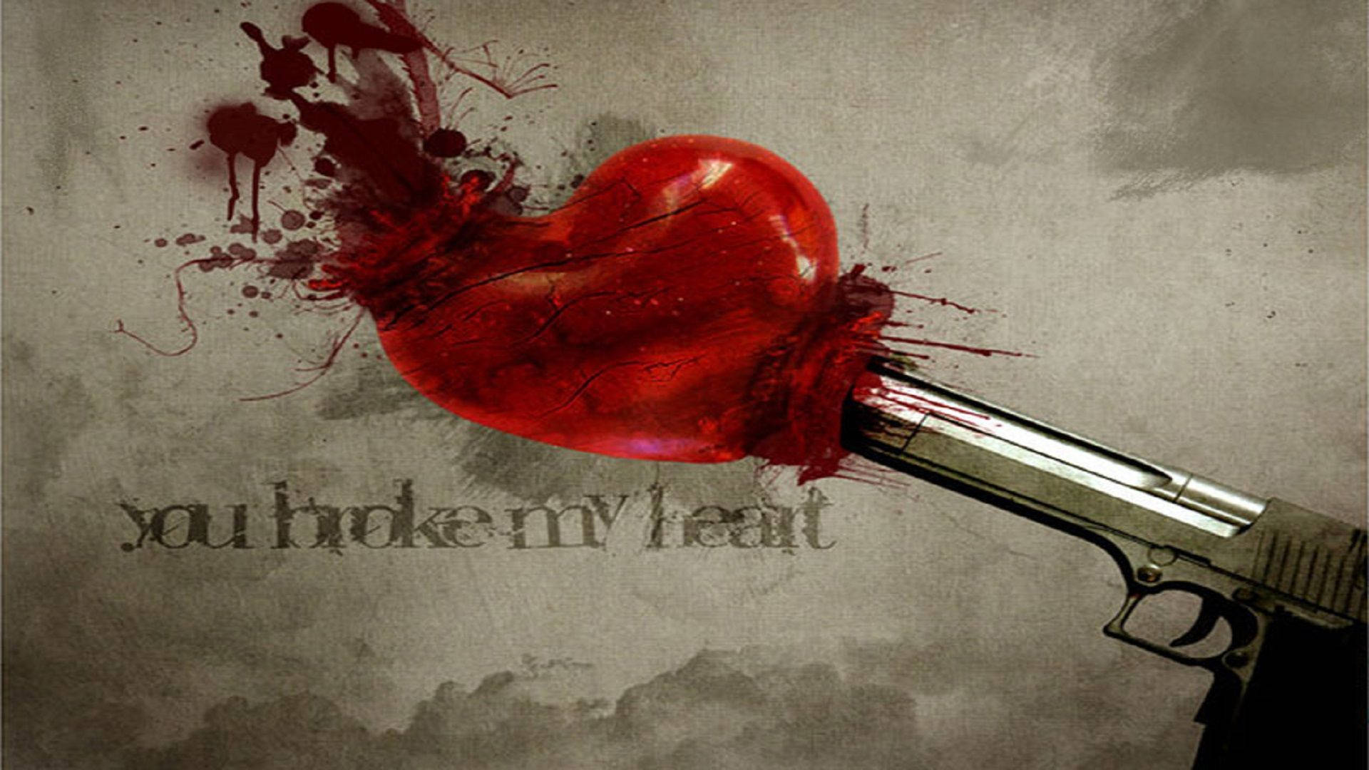 Broken Heart Gunshot Art Wallpaper