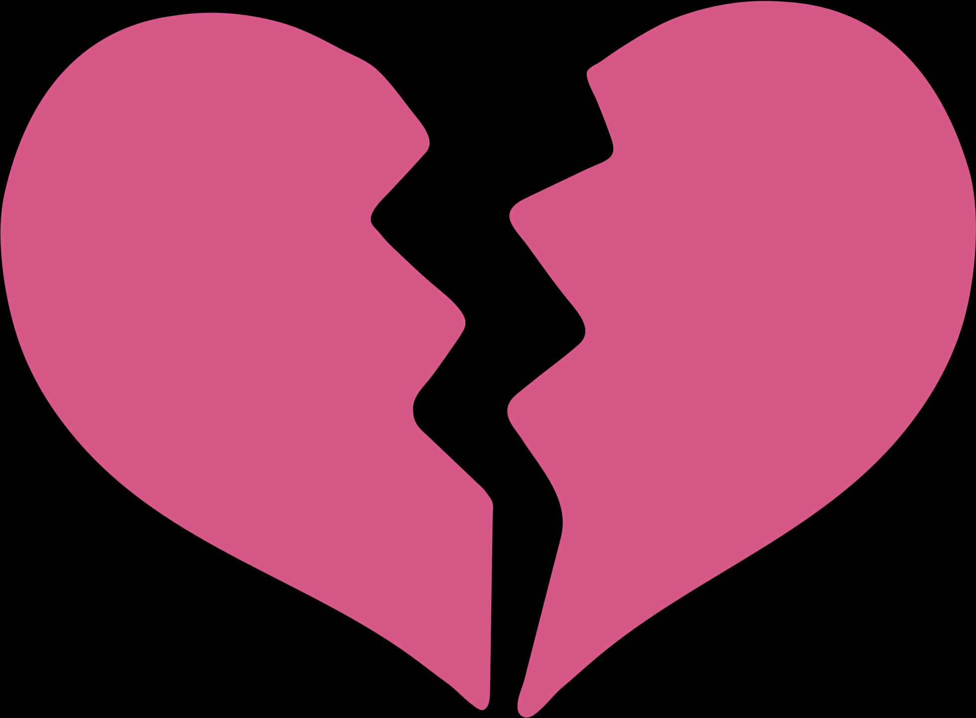 Broken Heart Icon Pink Black Background PNG