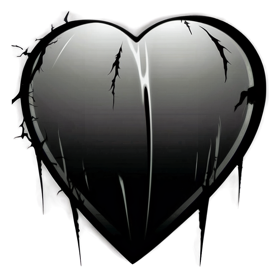 Broken Heart In Black Shadow Png 06252024 PNG